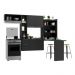 Cozinha Compacta com Mesa Dobrável MP2009 Sofia Multimóveis Preta