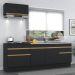 Cozinha Compacta com Rodapé Veneza Multimóveis MP2109 com Armário e Balcão Preta