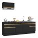 Cozinha Compacta com Rodapé Veneza Multimóveis MP2109 com Armário e Balcão Preta
