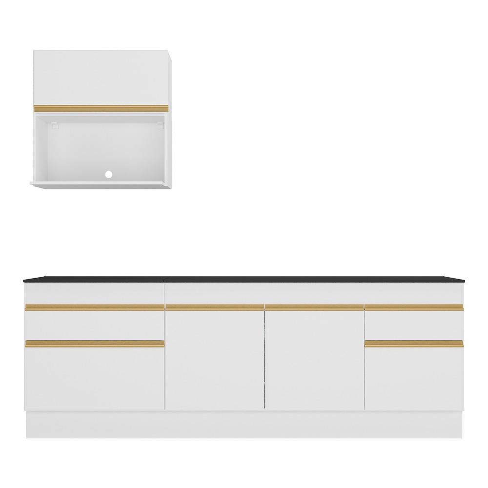 Cozinha Compacta com Rodapé Veneza Multimóveis MP2110 com Armário e Balcão Branca