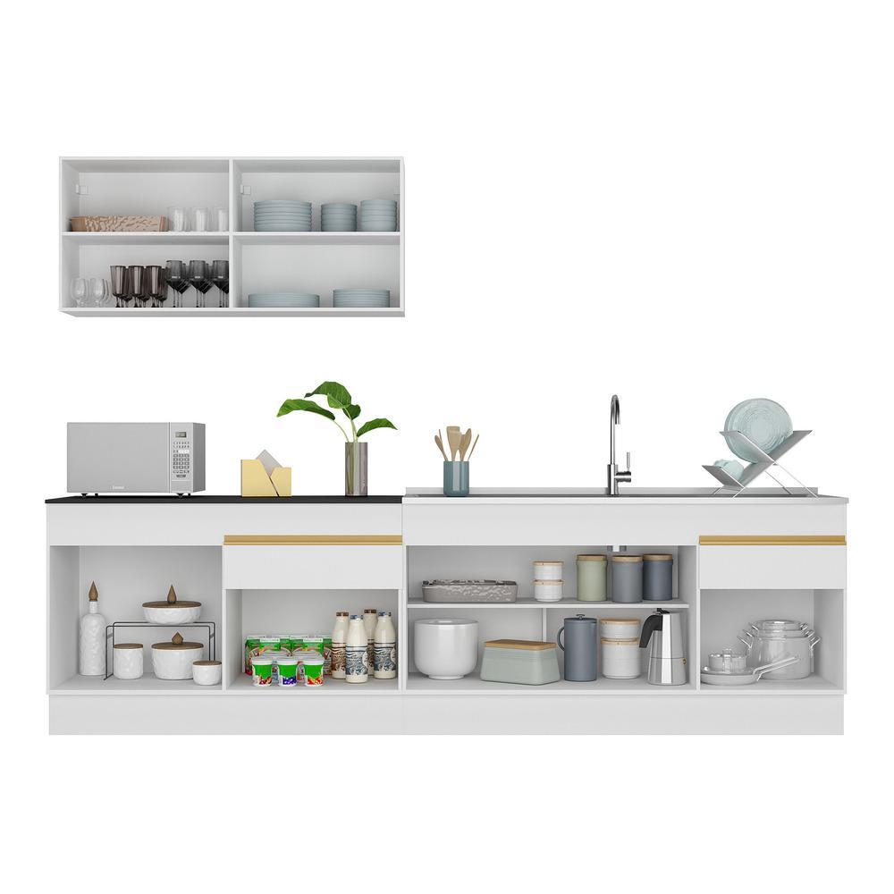 Cozinha Compacta com Rodapé Veneza Multimóveis MP2111 com Armário e Balcão Branca