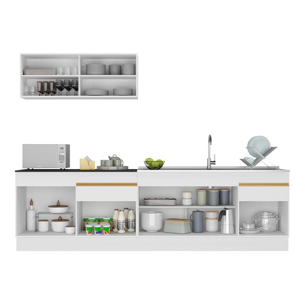 Cozinha Compacta com Rodapé Veneza Multimóveis MP2112 com Armário e Balcão Branca