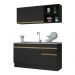 Cozinha Compacta com Rodapé Veneza Multimóveis MP2114 com Armário e Balcão Preta