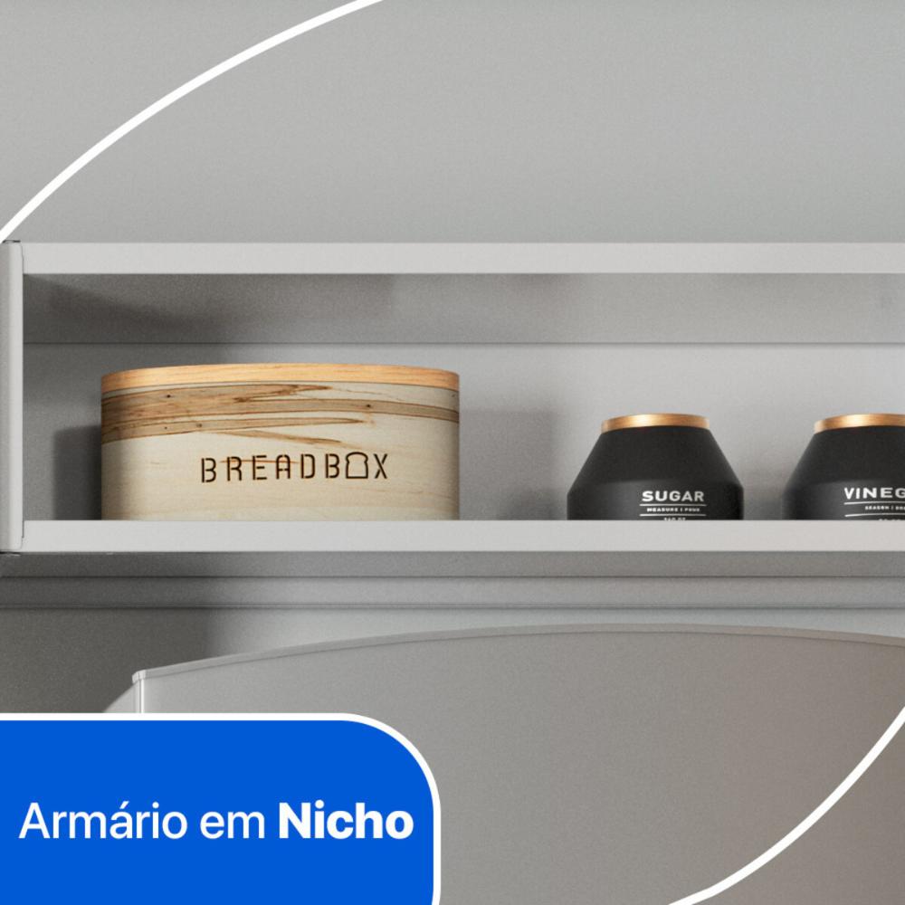 Cozinha Compacta de Aço 3 Peças com Aéreo Nicho e Paneleiro Multimóveis CR20365 Branco