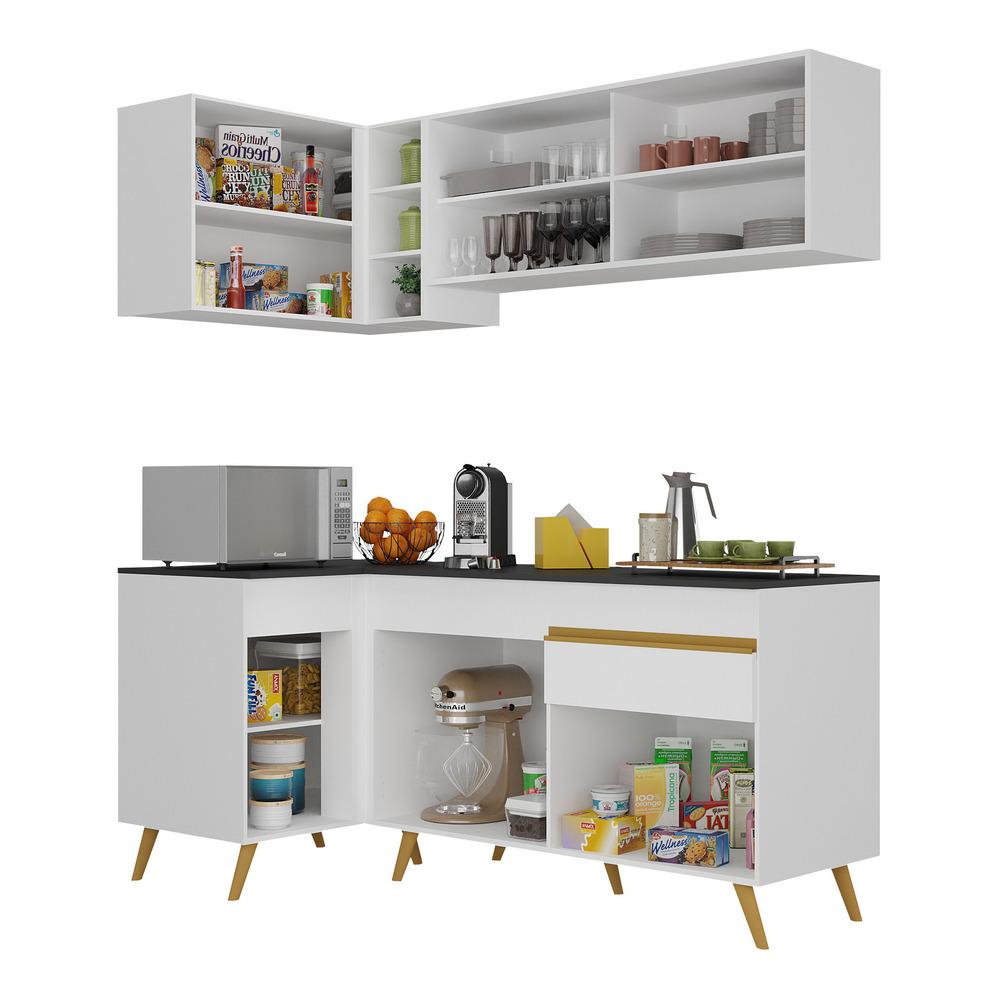 Cozinha Compacta de Canto Veneza GW Multimóveis MP2056 com Armário e Balcão Branca