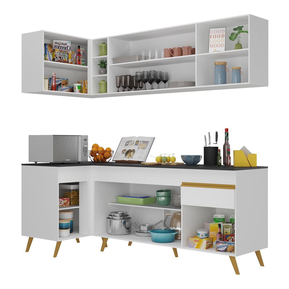 Cozinha Compacta de Canto Veneza GW Multimóveis MP2058 com Armário e Balcão Branca