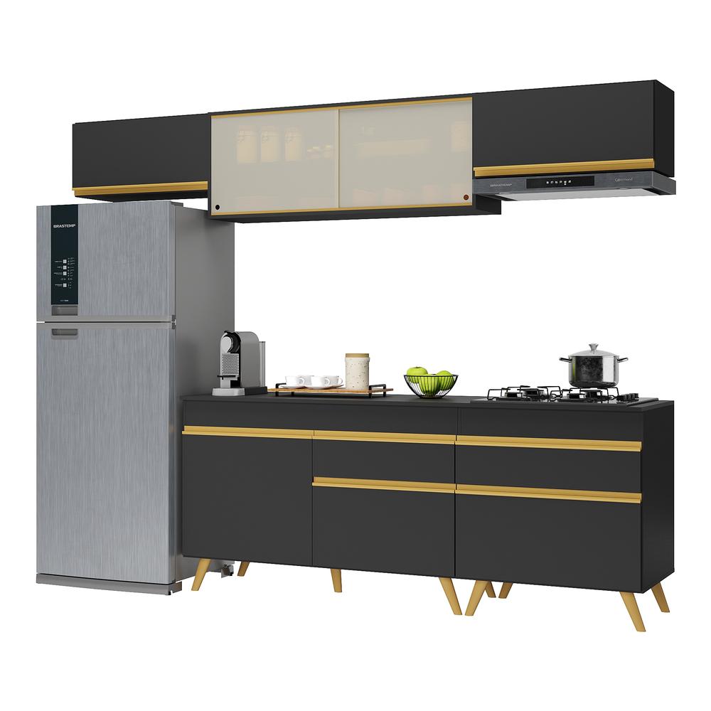Cozinha Completa 5 peças c/ Armário e Balcão MP3710 Veneza GB Preta