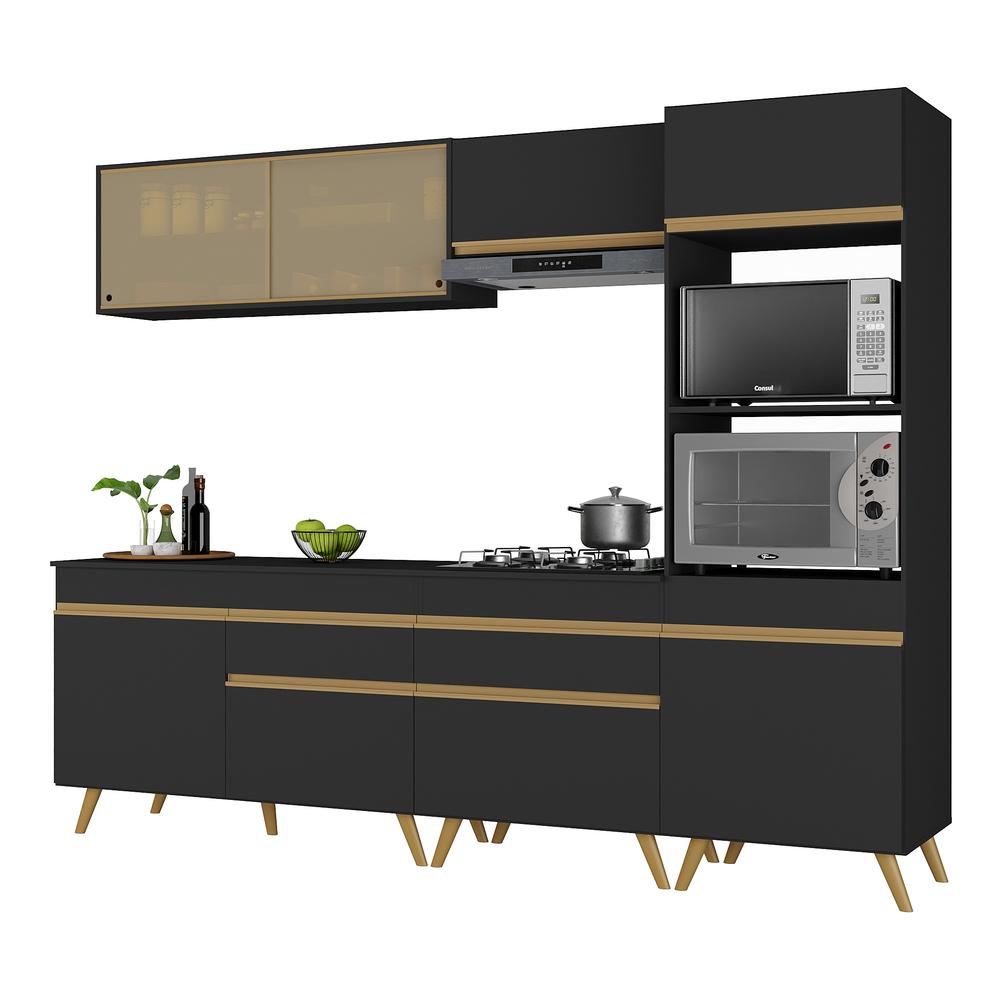 Cozinha Completa 5 peças c/ Armário e Balcão MP3715 Veneza GB Preta