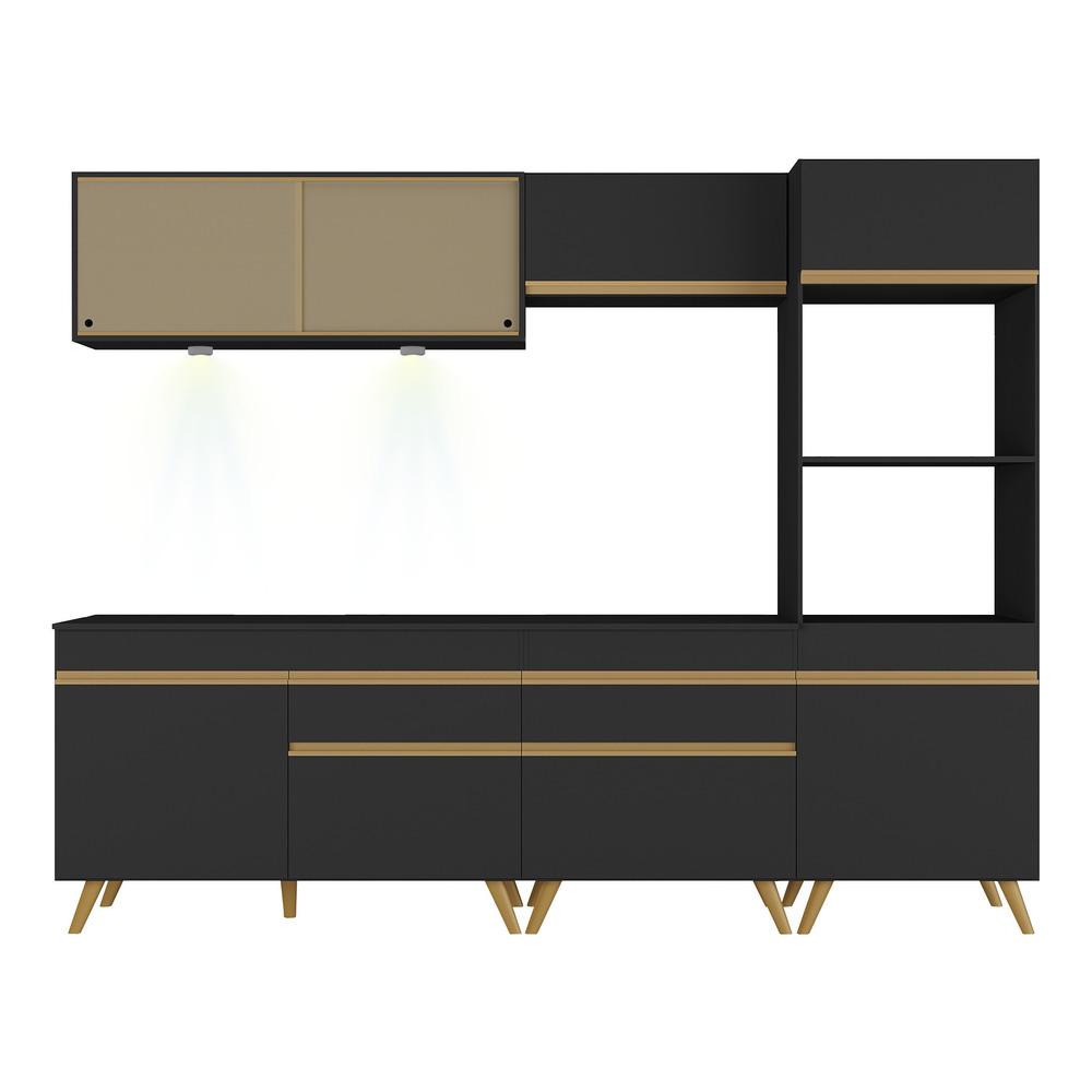 Cozinha Completa 5 peças com Leds MP2037 Veneza Up Multimóveis Preta