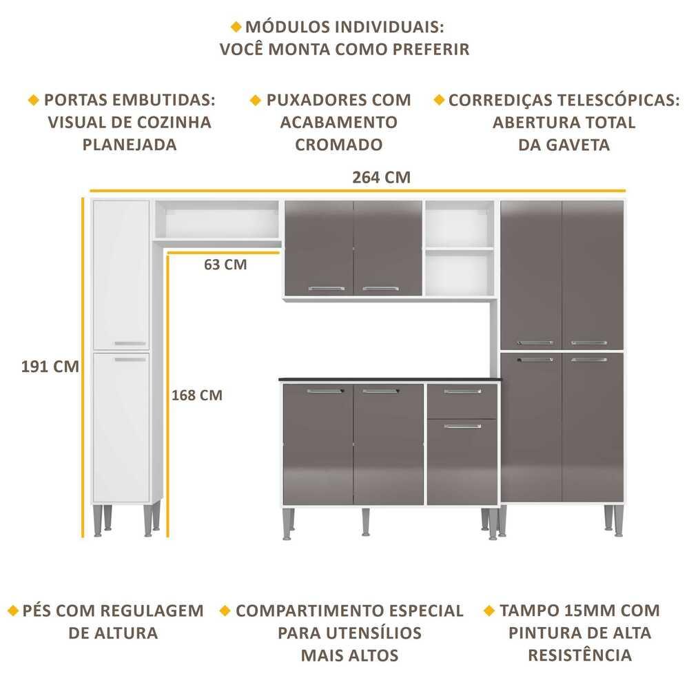 Cozinha Completa Armário e Balcão Xangai Classic Multimóveis