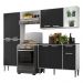 Cozinha Completa Compacta c/ 2 Leds, Armário e Balcão c/ Tampo 4 pçs Xangai Multimóveis Branca/Preta