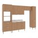 Cozinha Completa Modulada 5 Peças com Balcão com Tampo Multimóveis CR20451 Freijó/Mármore Branco