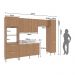 Cozinha Completa Modulada 5 Peças com Balcão com Tampo Multimóveis CR20451 Freijó/Mármore Branco