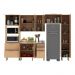 Cozinha Completa Modulada 5 Peças com Balcão com Tampo Multimóveis CR20451 Freijó/Mármore Branco