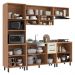 Cozinha Completa Modulada 5 Peças com Gabinete para Pia Havana Multimóveis CR20317 Rovere/Champanhe