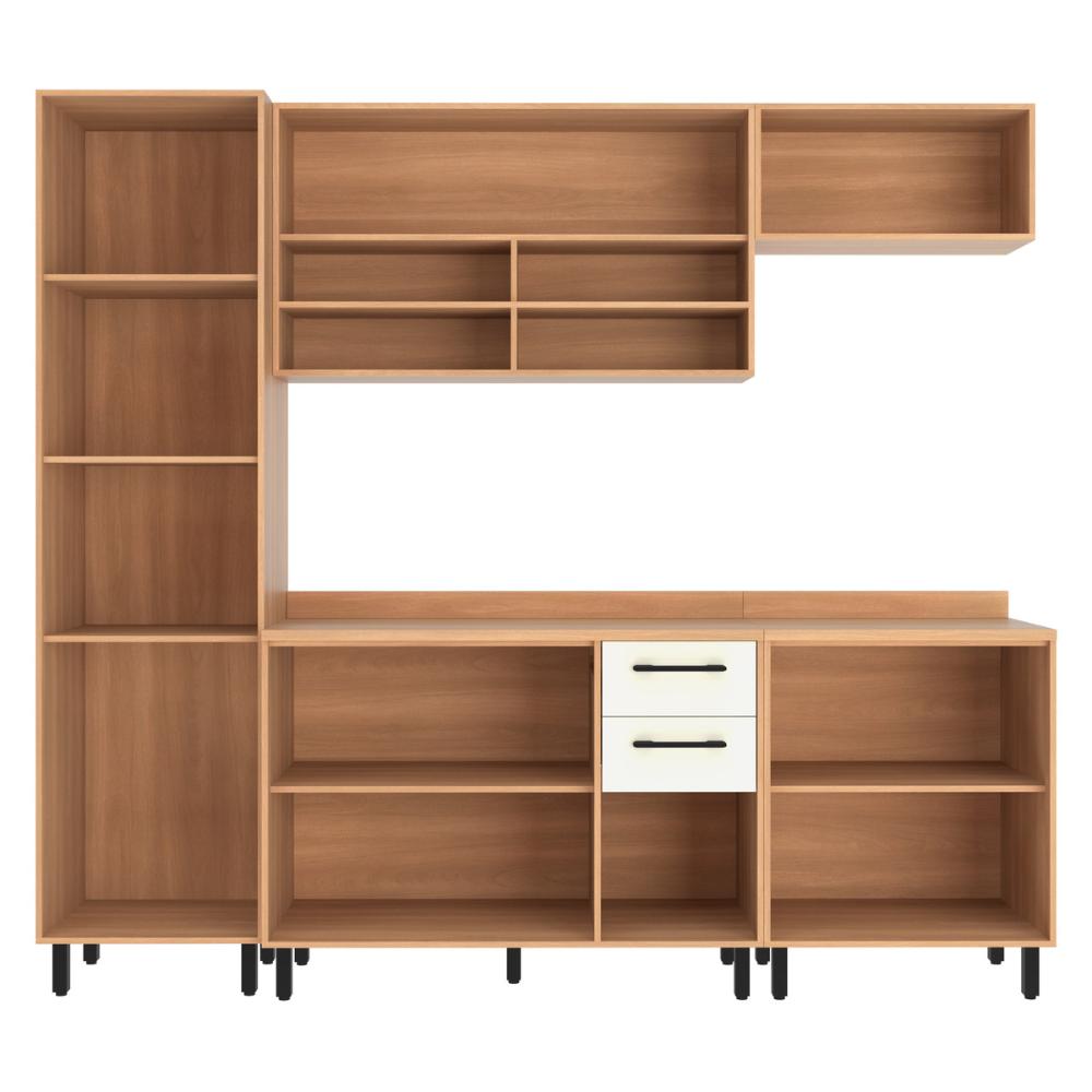 Cozinha Completa Modulada 5 Peças com Paneleiro Havana Multimóveis CR20335 Rovere/Champanhe