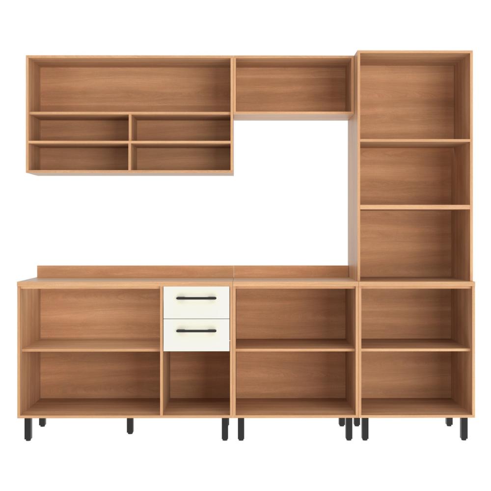 Cozinha Completa Modulada 5 Peças com Torre Quente Havana Multimóveis CR20333 Rovere/Champanhe