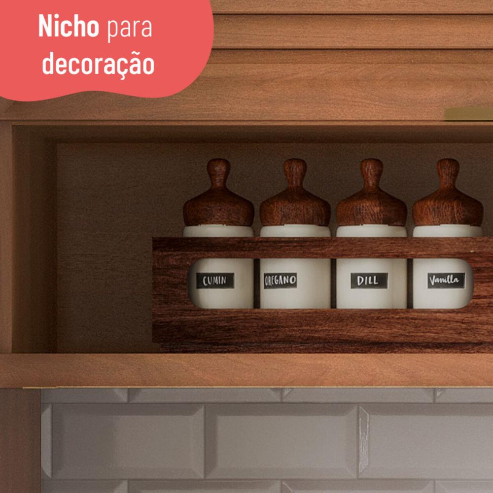 Cozinha Completa Modulada 5 Peças com Torre Quente e Balcão Multimóveis CR20406 Freijó/Branco