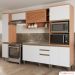 Cozinha Completa Modulada 5 Peças com Torre Quente e Gabinete Pia Multimóveis CR20407 Freijó/Branco