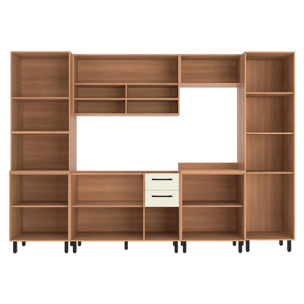 Cozinha Completa Modulada 6 Peças com Gabinete para Pia Havana Multimóveis CR20315 Rovere/Champanhe