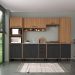 Cozinha Completa Modulada 6 Peças com Gabinete para Pia Havana Multimóveis CR20315 Rovere/Grafite
