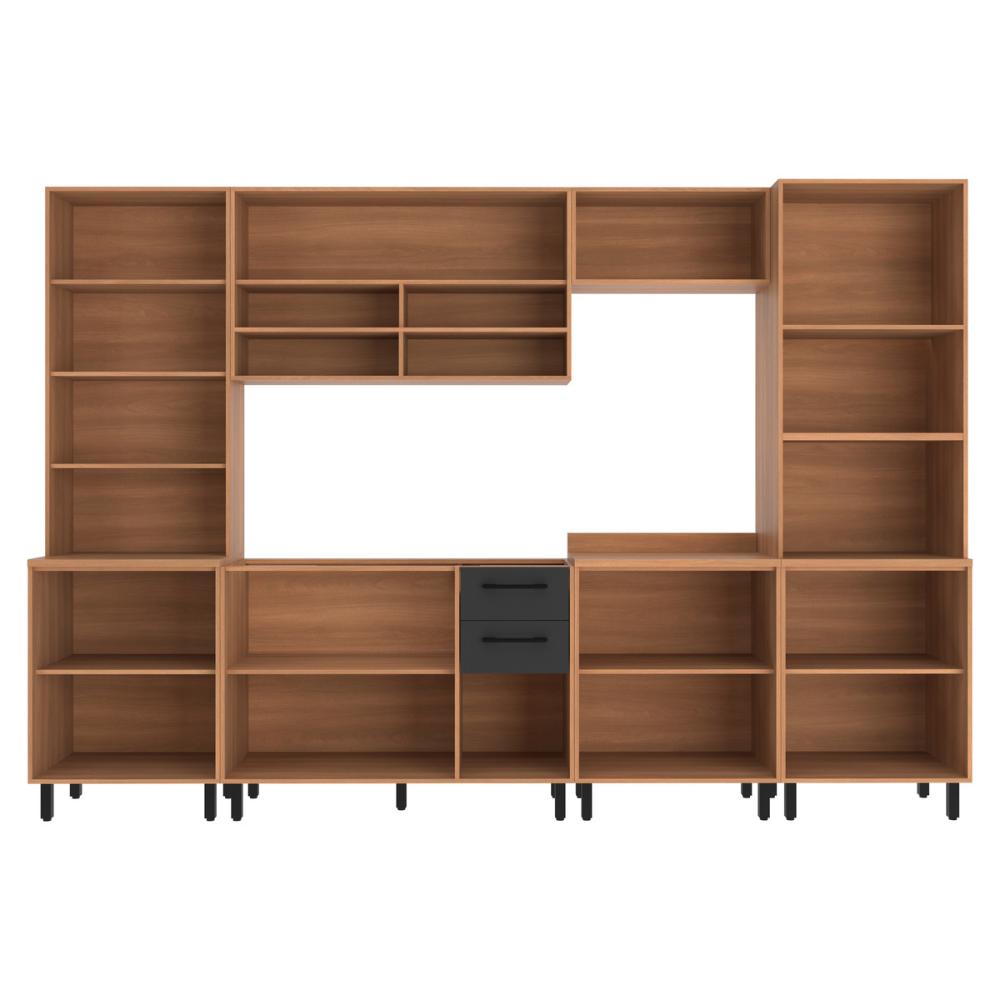 Cozinha Completa Modulada 6 Peças com Gabinete para Pia Havana Multimóveis CR20319 Rovere/Grafite