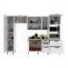 Cozinha Completa Modulada MDF 5 Peças com Balcão com Tampo Multimóveis CR20455 Branco/Carvalho Tropical