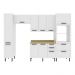 Cozinha Completa Modulada MDF 5 Peças com Balcão com Tampo Multimóveis CR20455 Branco/Carvalho Tropical