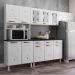 Cozinha Completa Modulada de Aço 4 Peças com Vidros e Balcão Multimóveis CR20353 Branco