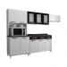 Cozinha Completa Modulada de Aço 4 Peças com Vidros e Balcão Multimóveis CR20353 Branco/Preto