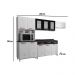 Cozinha Completa Modulada de Aço 4 Peças com Vidros e Balcão Multimóveis CR20353 Branco/Preto