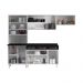 Cozinha Completa Modulada de Aço 4 Peças com Vidros e Balcão Multimóveis CR20353 Branco/Preto