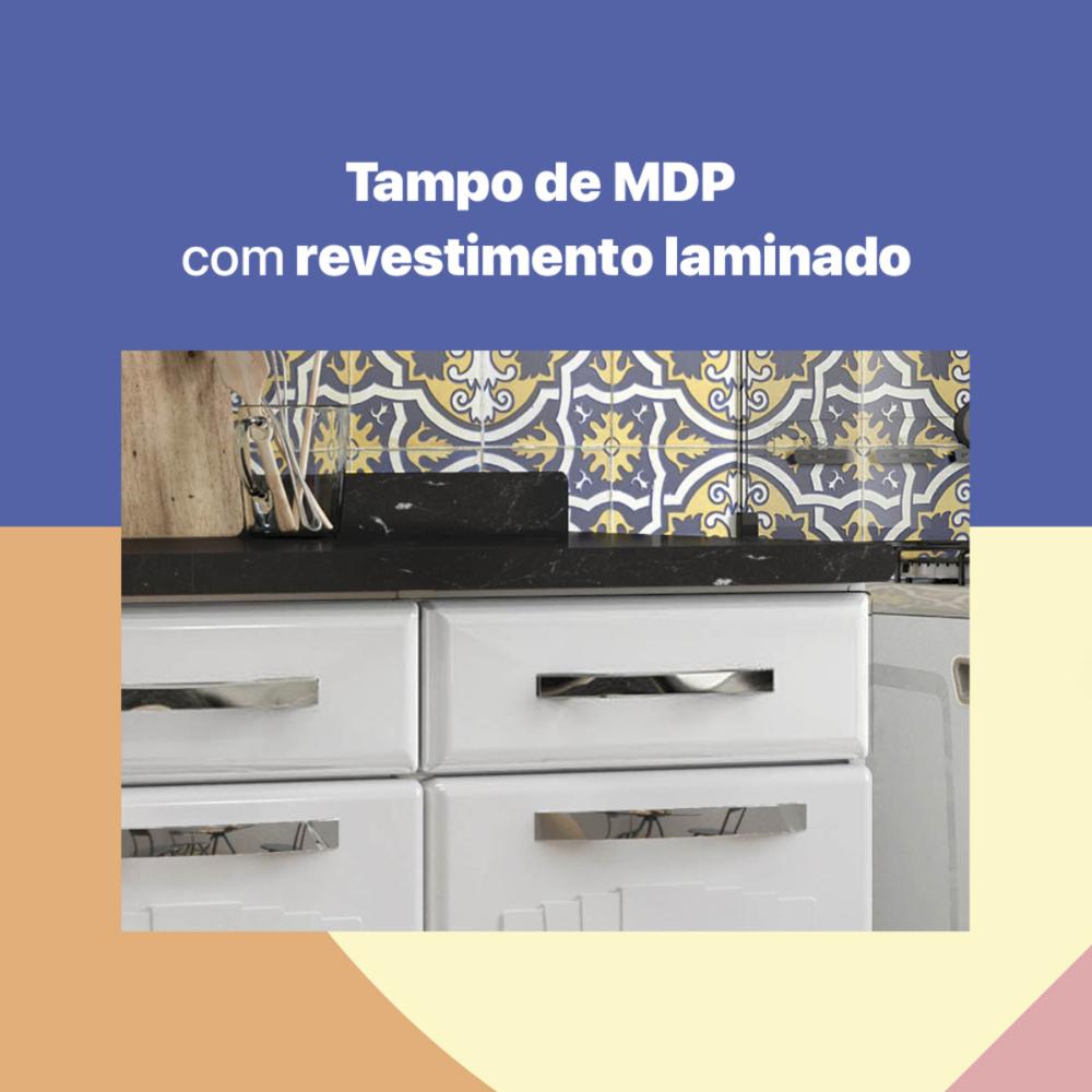 Cozinha Completa Modulada de Aço 4 Peças com Vidros e Balcão Multimóveis CR20356 Branco