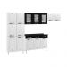 Cozinha Completa Modulada de Aço 4 Peças com Vidros e Balcão Multimóveis CR20356 Branco/Preto