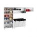 Cozinha Completa Modulada de Aço 4 Peças com Vidros e Balcão Multimóveis CR20356 Branco/Preto