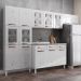 Cozinha Completa Modulada de Aço 4 Peças com Vidros e Gabinete Pia Multimóveis CR20351 Branco