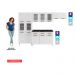Cozinha Completa Modulada de Aço 4 Peças com Vidros e Gabinete Pia Multimóveis CR20351 Branco