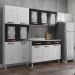 Cozinha Completa Modulada de Aço 4 Peças com Vidros e Gabinete Pia Multimóveis CR20351 Branco/Preto