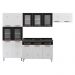 Cozinha Completa Modulada de Aço 4 Peças com Vidros e Gabinete Pia Multimóveis CR20351 Branco/Preto