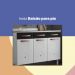 Cozinha Completa Modulada de Aço 4 Peças com Vidros e Gabinete Pia Multimóveis CR20351 Branco/Preto