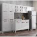 Cozinha Completa Modulada de Aço 4 Peças com Vidros e Gabinete Pia Multimóveis CR20352 Branco