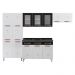 Cozinha Completa Modulada de Aço 4 Peças com Vidros e Gabinete Pia Multimóveis CR20352 Branco/Preto