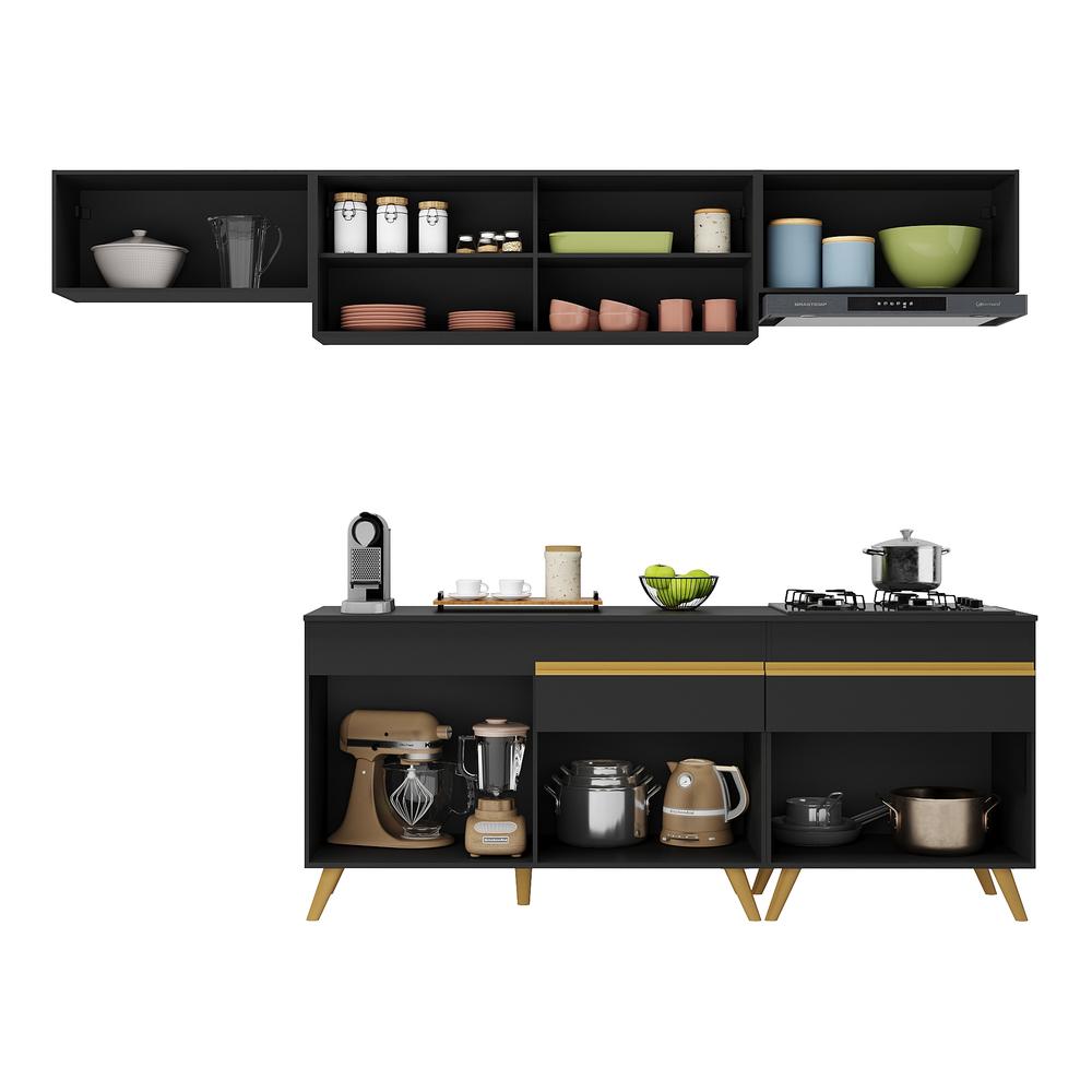 Cozinha Completa Multimóveis Veneza GB FG3710  com Armário e Balcão Preta