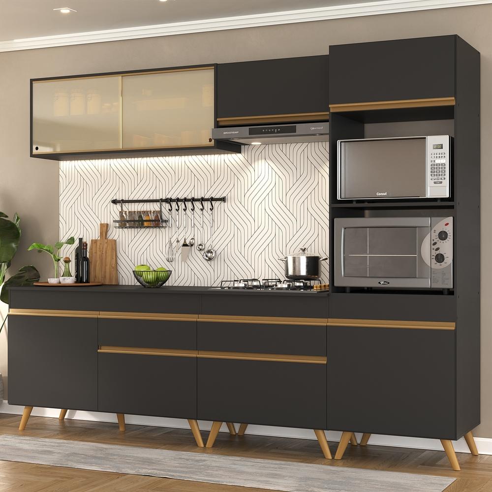 Cozinha Completa Multimóveis Veneza GB FG3715  com Armário e Balcão Preta