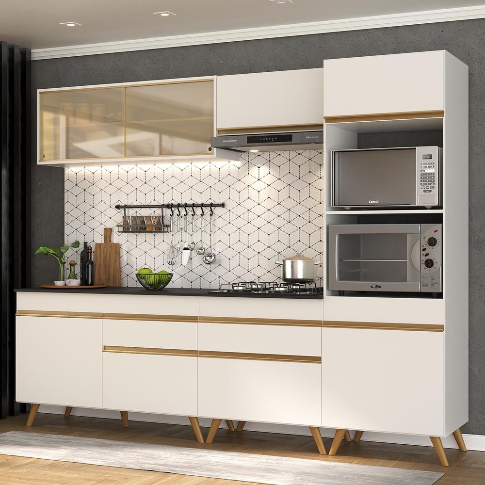 Cozinha Completa Multimóveis Veneza GW FG3715 com Armário e Balcão Branca