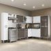 Cozinha Completa Multimóveis Xangai Rock FG3286 com Armário e Balcão Branca/Lacca Fumê
