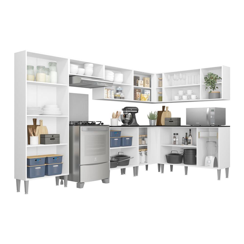 Cozinha Completa Multimóveis Xangai Soul FG3284 com Armário e Balcão Branca/Lacca Fumê