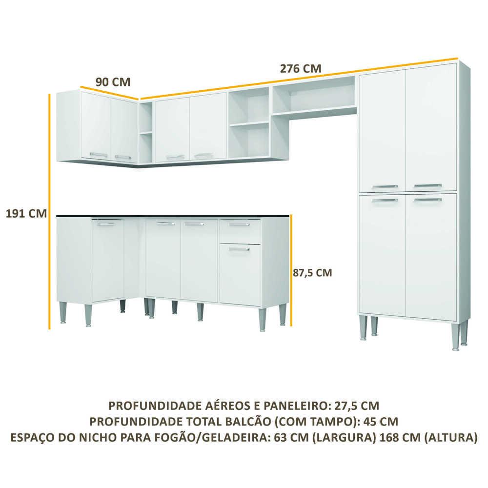 Cozinha Completa Multimóveis Xangai Zouk FG3158 com Armário e Balcão Branca