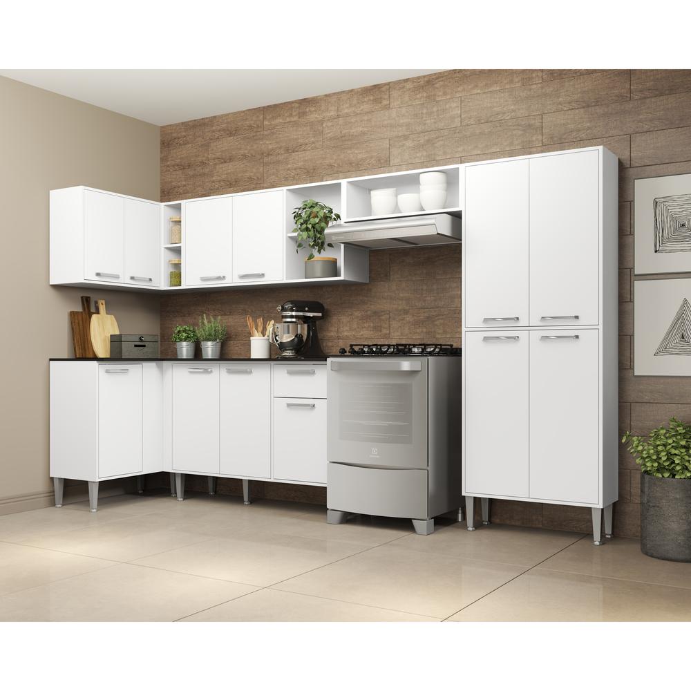 Cozinha Completa Multimóveis Xangai Zouk FG3158 com Armário e Balcão Branca