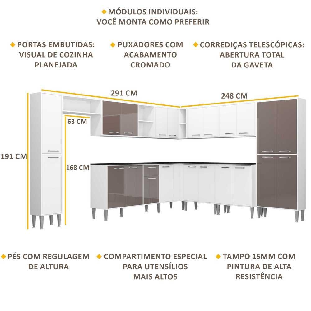 Cozinha Completa c/ Armário e Balcão Xangai Pop Multimóveis